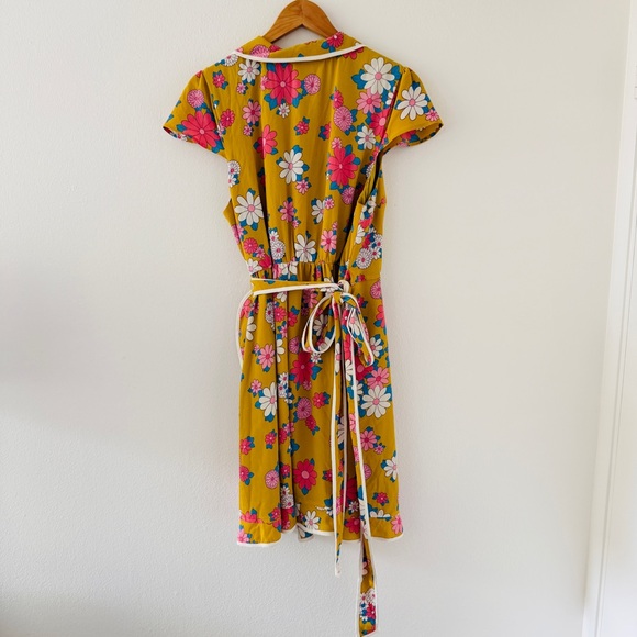 ModCloth Retro Daytime Dapper Mustard Yellow Floral Wrap Dress - Picture 5 of 6